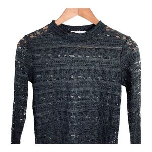 4/$45 MNG Black Sheer Lace Long Sleeve Top size XS